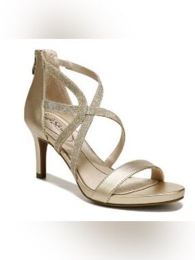 LifeStride Masquerade Women’s Gold Shimmer Strappy Heels Sz 10 NIB